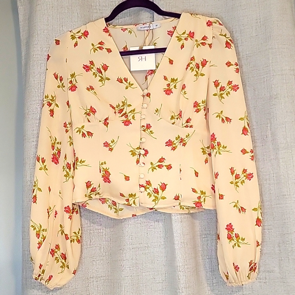 Button Closure Floral Blouse